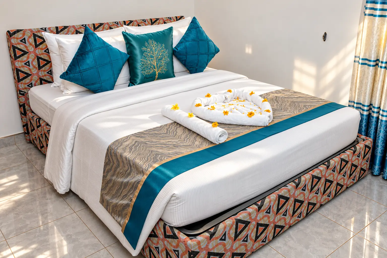 The Peacock Room – bedroom at Natarich villa, Marawila