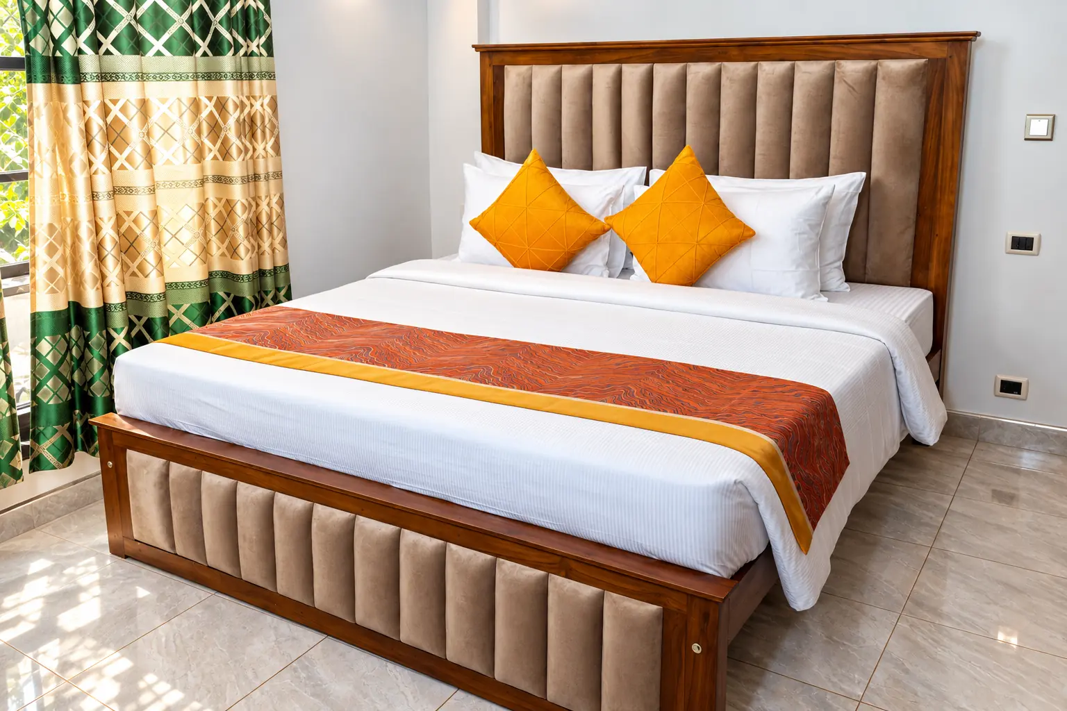 The Saffron Room – bedroom at Natarich villa, Marawila