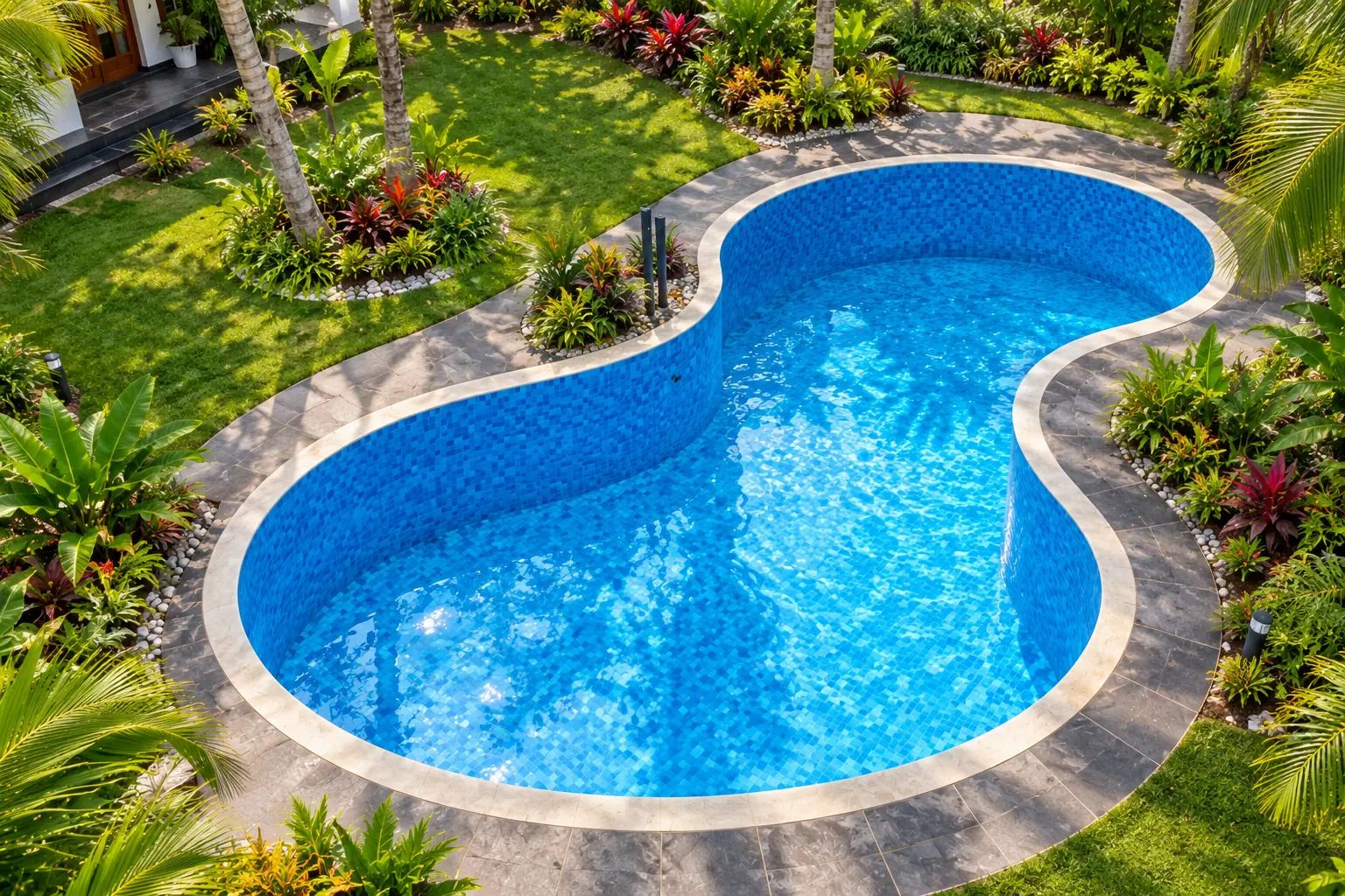 The garden pool at Natarich seen from above