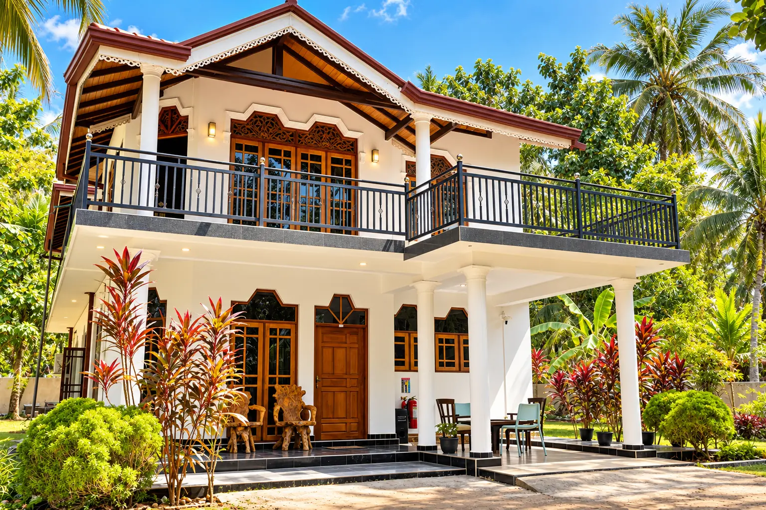 Natarich private pool villa framed by coconut palms in Marawila, Sri Lanka